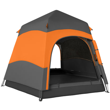 Double Layer Instant Pop Up Tent with Rainfly, Portable Camping Shelter with Sewn-in Groundsheet and Carry Bag, Orange