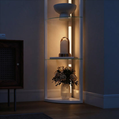 LED Floor Lamp with Shelves, Dimmable Standing Lamp with Foot Switch for Living Room, Bedroom, Grey