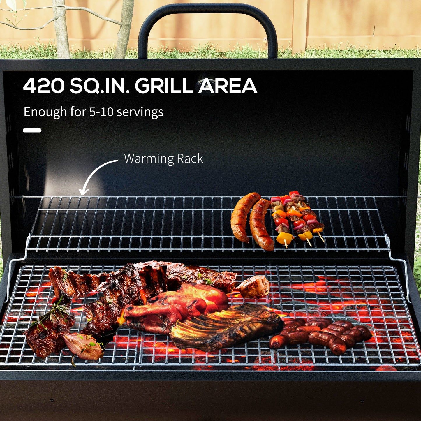 Steel Charcoal BBQ, with Ash Catcher and Warming Rack
