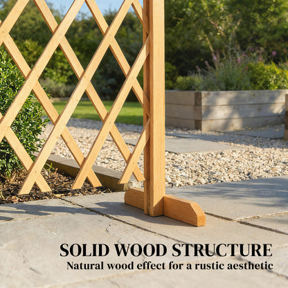 2 Pack Expanding Fence Panels, Wooden Freestanding Garden Fence with Stable Feet, 180 x 30 x 103cm, Brown