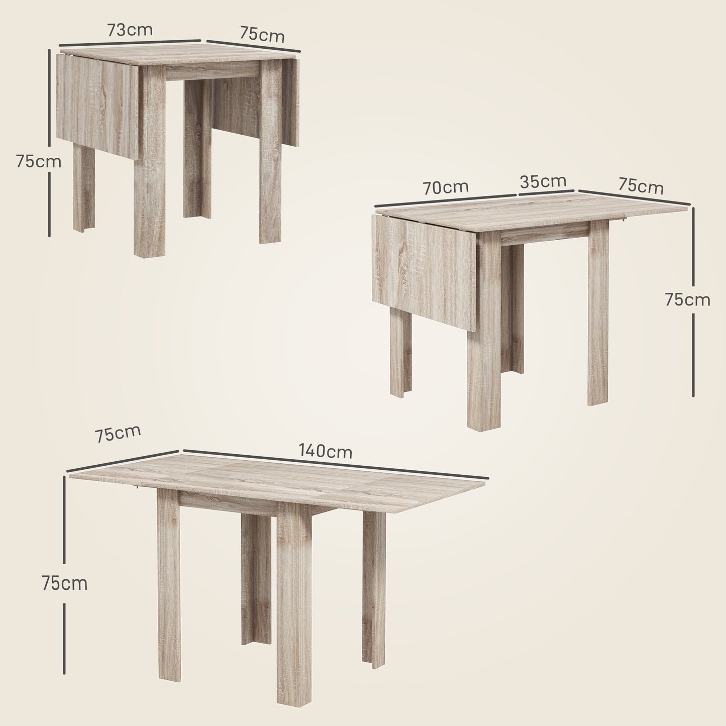 Four-Seater Drop Leaf Dining Table - Wood Effect