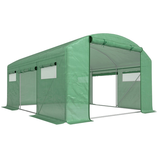 13 x 9.8ft Walk-In Polytunnel Greenhouse - Green
