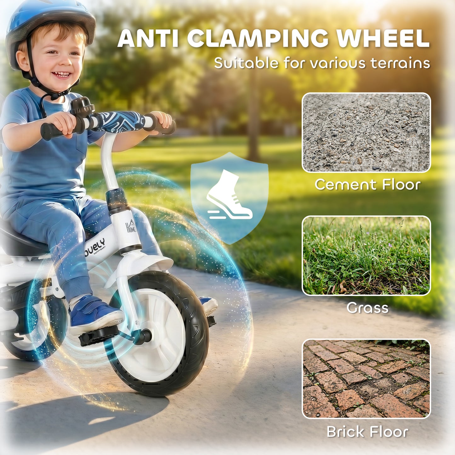 6 in 1 Tricycle for Kids with 5-point harness straps, Removable Canopy, Blue