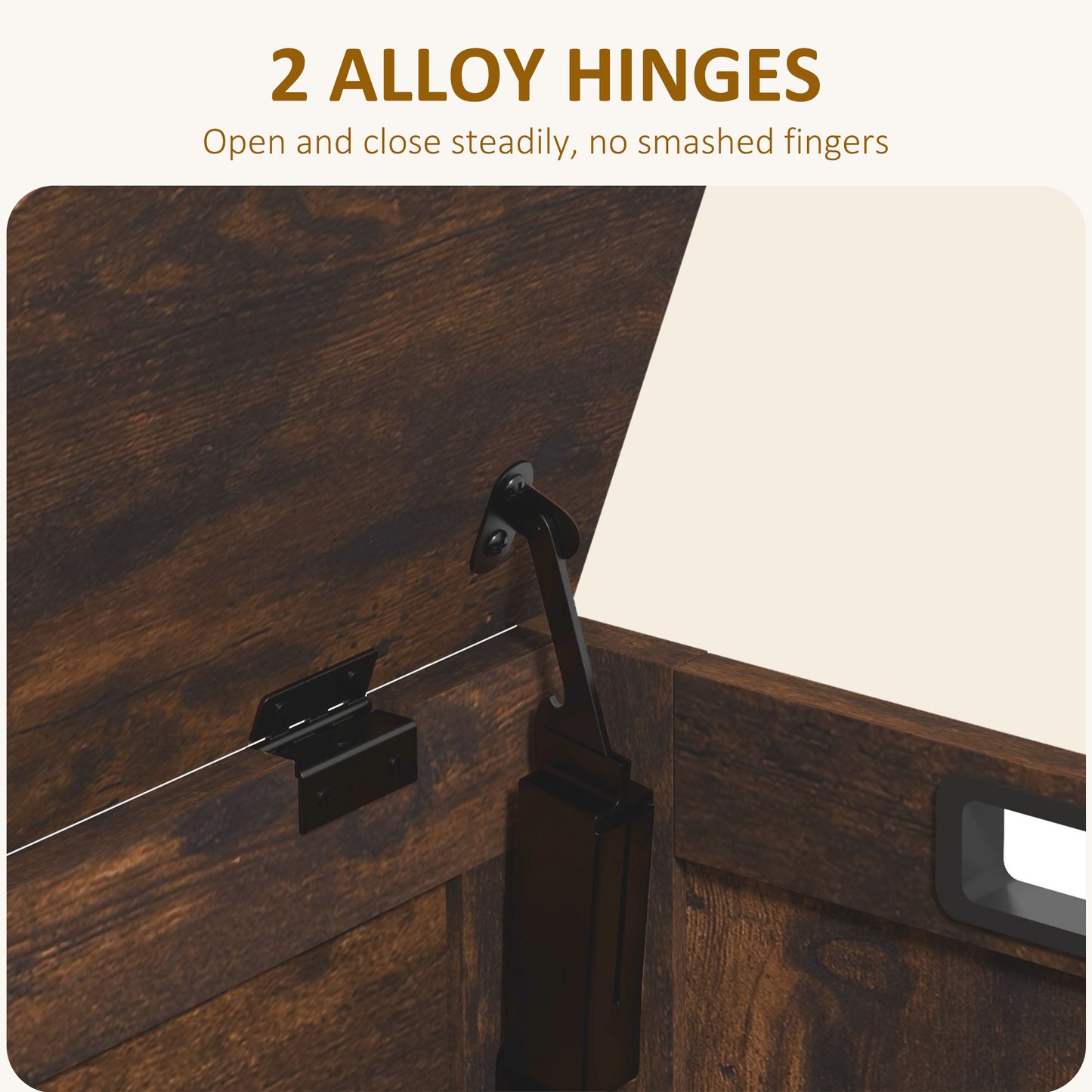 Storage Chest, Modern Storage Trunk with 2 Safety Hinges and Cut-out Handles, Wooden Toy Box for Living Room, Entryway