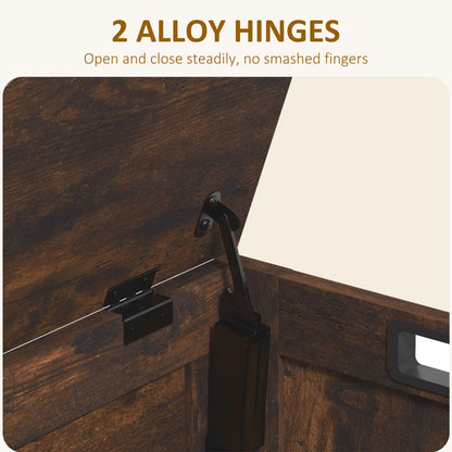Storage Chest, Modern Storage Trunk with 2 Safety Hinges and Cut-out Handles, Wooden Toy Box for Living Room, Entryway