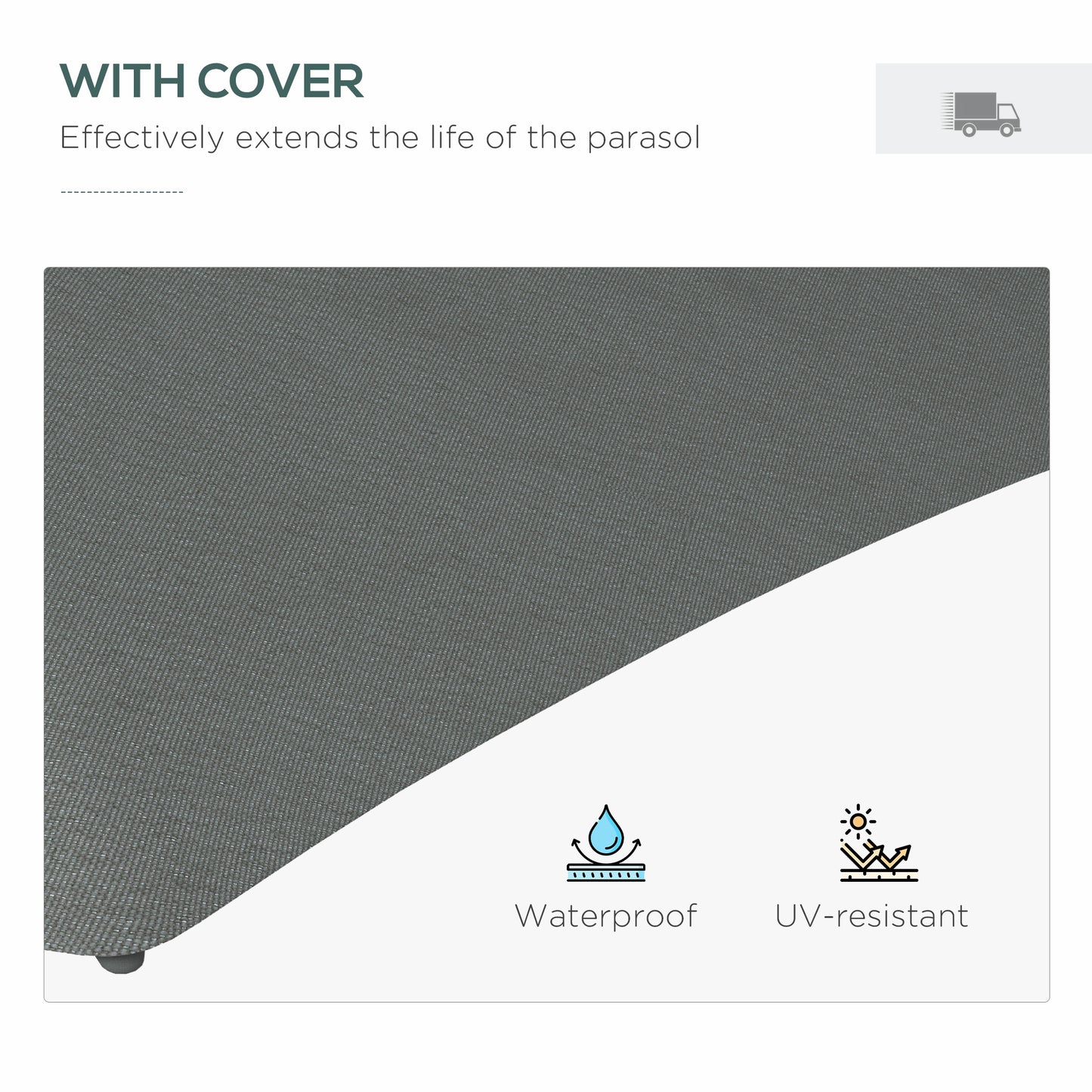 3(m) Solar LED Cantilever Parasol - Dark Grey
