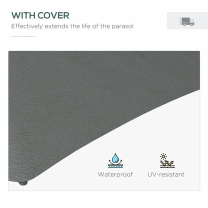 3(m) Solar LED Cantilever Parasol - Dark Grey