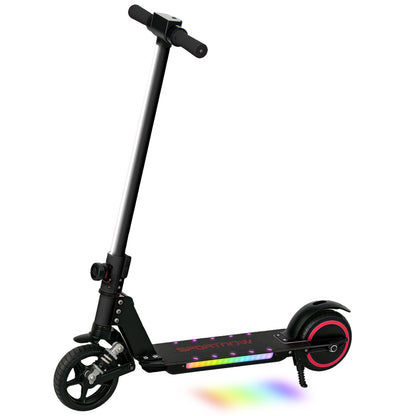Folding Electric Scooter for Kids, with Dual Brakes, Front Suspension, LED Colourful Lights, Black