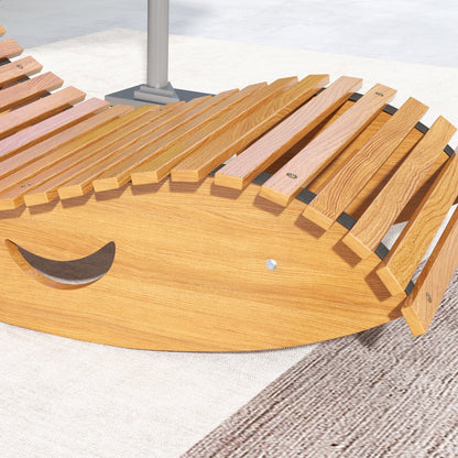 Outdoor Rocking Chair w/ Slatted Seat, Wooden Rocking Chair, 130cm x 60cm x 60cm, Light Brown