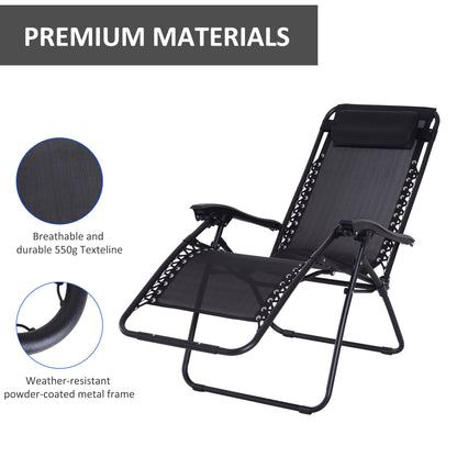 Zero Gravity Chair Metal Frame Texteline Armchair Outdoor Folding and Reclining Sun Lounger with Head Pillow for Patio Deckin