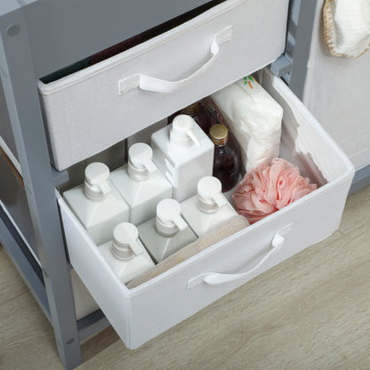 Baby Changing Unit with 4 Storage Drawers, Mat for Bedroom Nursery, 84 x 84.5 cm, Grey