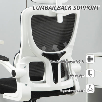 Ergonomic Office Chair, High Back Mesh Computer Desk Chair with Adjustable Headrest and Lumbar Support, Rotatable Armrests