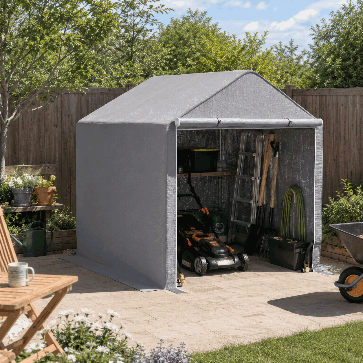 2 x 2m Garden Fabric Storage Tent - Grey