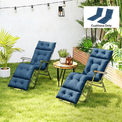 Set of Two 190 x 56cm Sun Lounger Cushions - Navy Blue