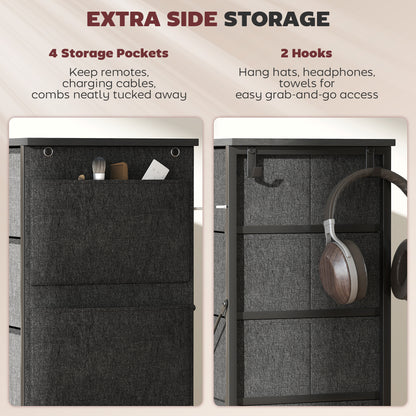 Chest of Ten Fabric Drawers - Charcoal Grey