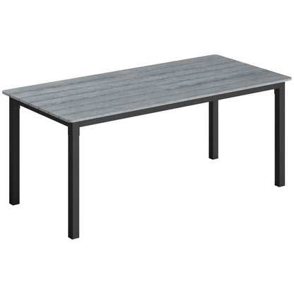 Garden Dining Table for 6-8 Person, 180 x 86 cm Rectangular Outdoor Dining Table with Wood Slatted Top, Grey