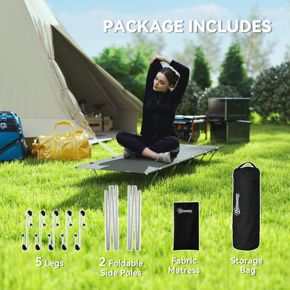 Lightweight Camping Bed, Aluminium Portable Camp Cot w/ Strong Support 150kg and Carry Bag for Camping, Dark Grey