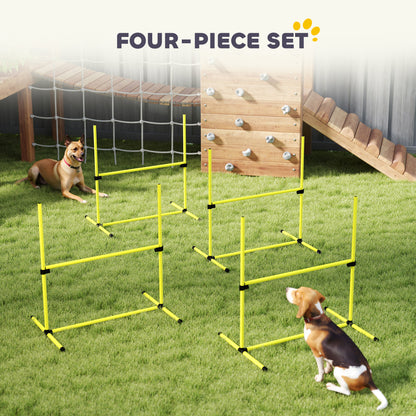 4 Pieces Dog Agility Training Equipment, Adjustable Height Jumps Hurdle with Carrying Bag for Outdoor, Yellow