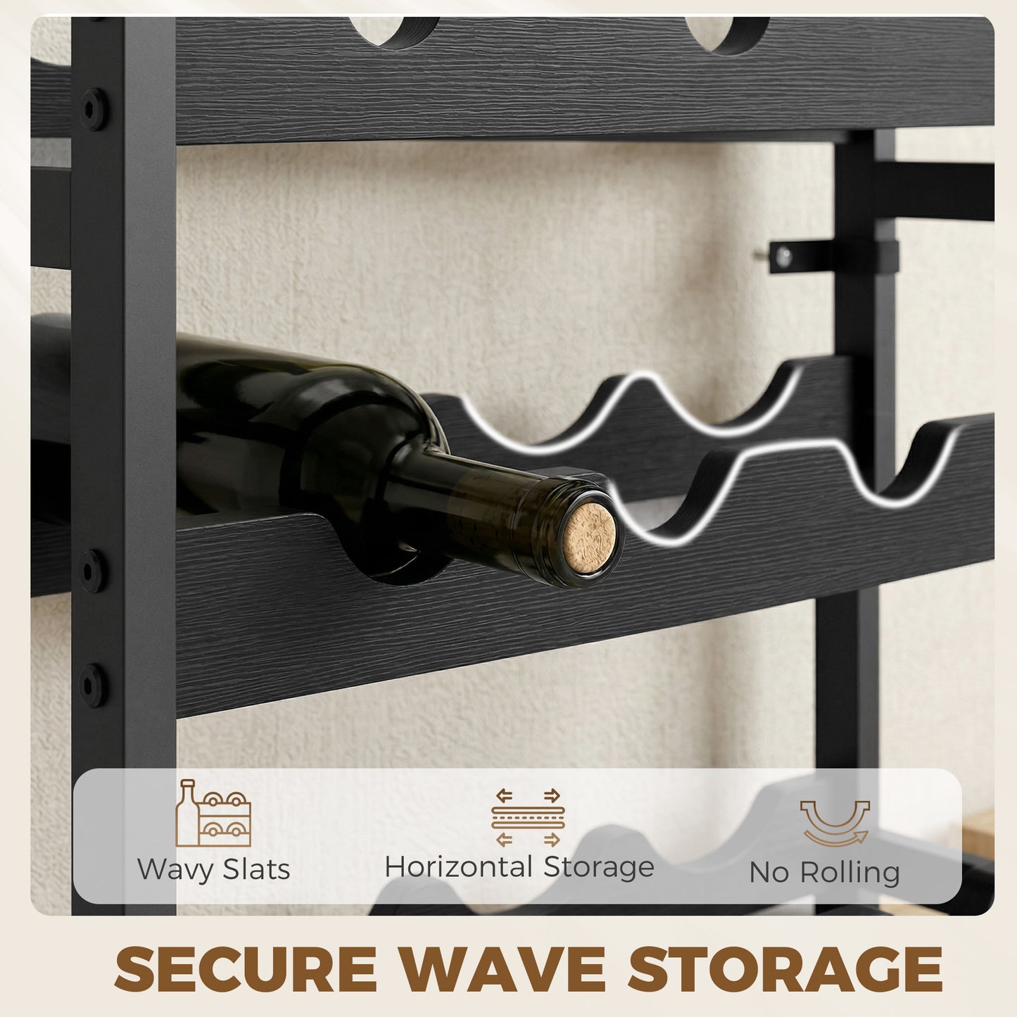 Wine Rack Freestanding Industrial Liquor Cabinet 5-Tier 20 Bottles Bar Stand with Adjustable Feet, Black