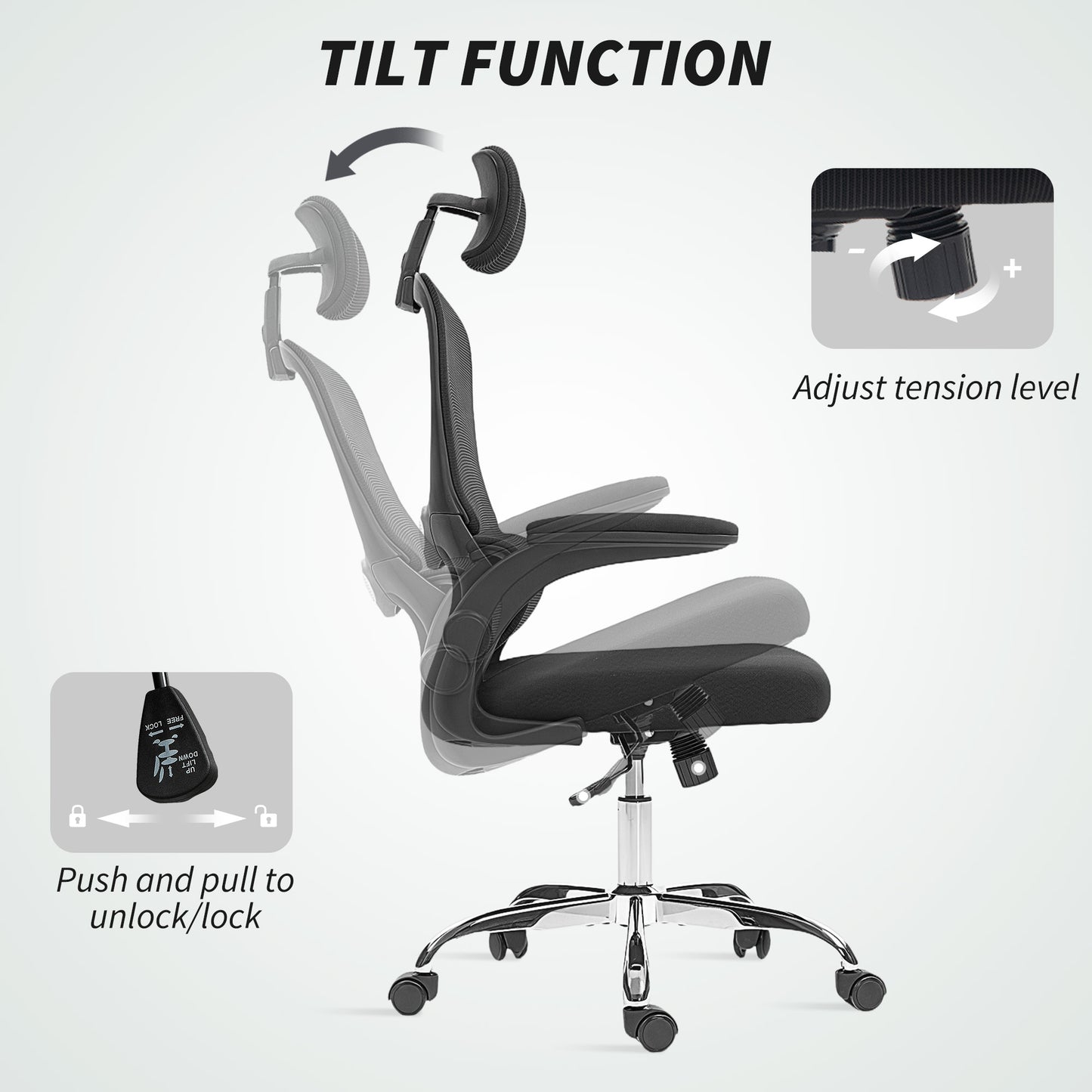 Mesh Back Office Chair, with Lumbar Support - Black