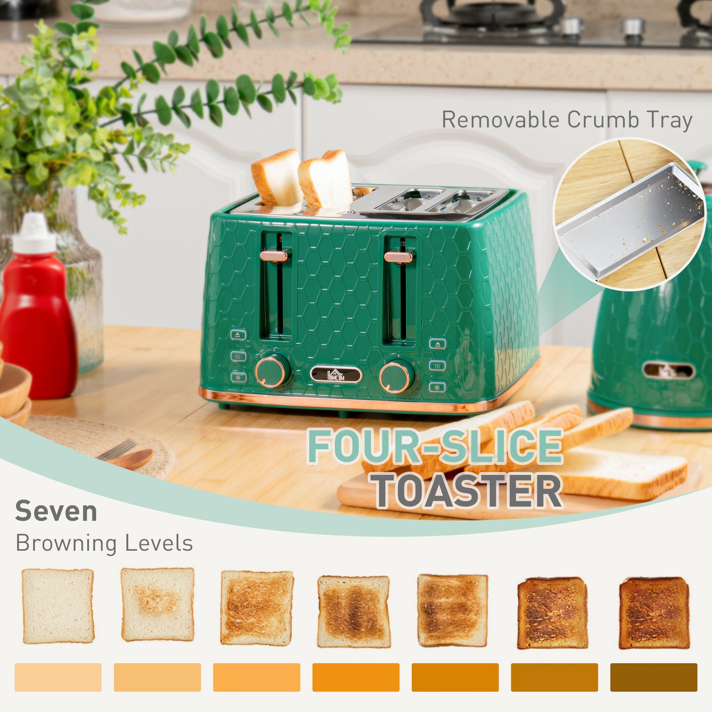 Kettle and Toaster Set, 1.7L 3000W Fast Boil Jug Kettle with Auto Shut Off