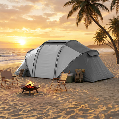 4 Man UV Protection Camping Tent - Charcoal Grey and White