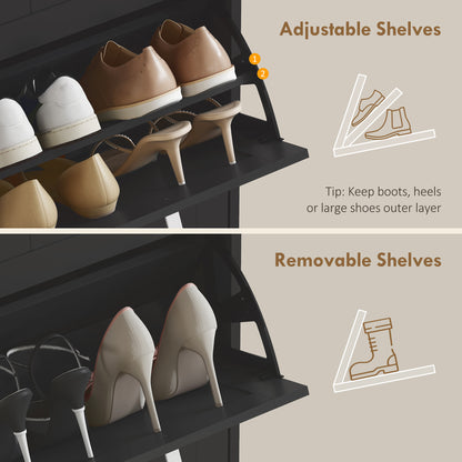 Three-Drawer Minimalistic Shoe Cabinet - Black