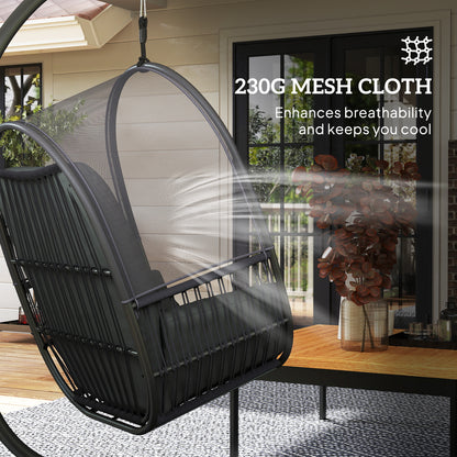 Hanging Egg Chair, with Cushion - Dark Grey