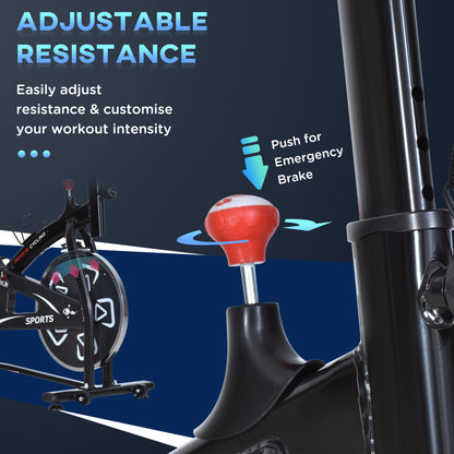 Indoor Stationary Exercise Bike 6kg Flywheel Fitness Cardio Workout Bke Trainer for Home Gym w/ Adjustable Resistance LCD Mon