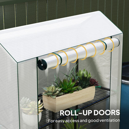 40 x 100cm Three Shelf Steel Frame Greenhouse - White