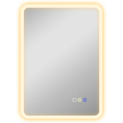 70 x 50cm LED Bathroom Mirror, with Bluetooth - Silver Tone