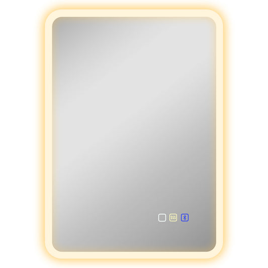 70 x 50cm LED Bathroom Mirror, with Bluetooth - Silver Tone