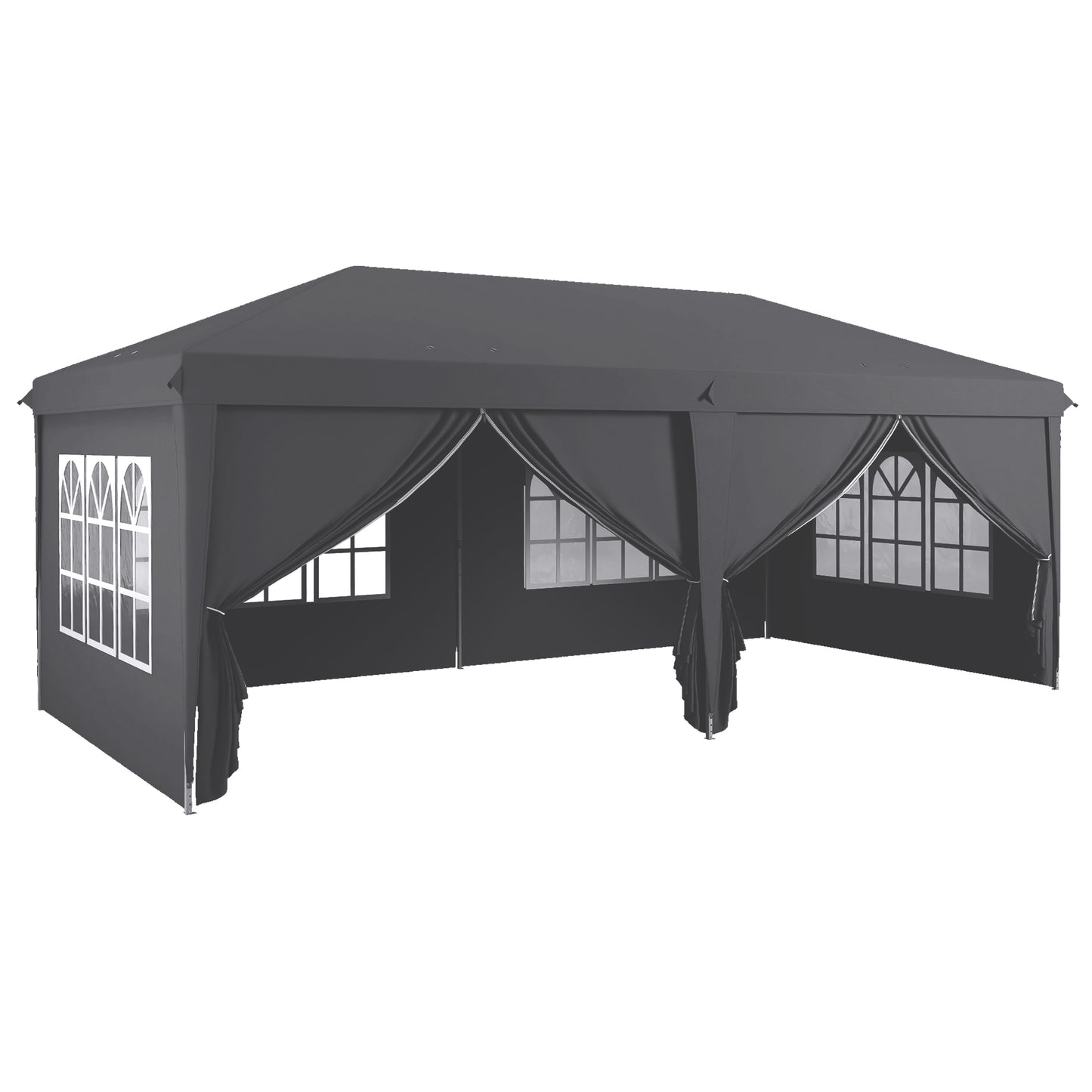 Outsunny 3 x 6 m Garden Pop Up Gazebo, Wedding Party Tent Marquee, Water Resistant Awning Canopy with Sidewalls, Windows