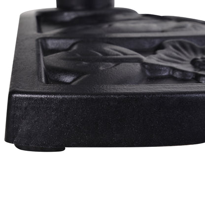 9kg Resin Parasol Base, Half Round Umbrella Stand with Floral Design for Garden, Outdoor, Suitable Umbrella Rod: Ø3.8cm