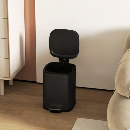 12L Modern Boxy Metal Home Kitchen Bin - Black