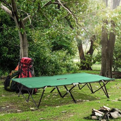Double Camping Cot Bed, with Bag - Green
