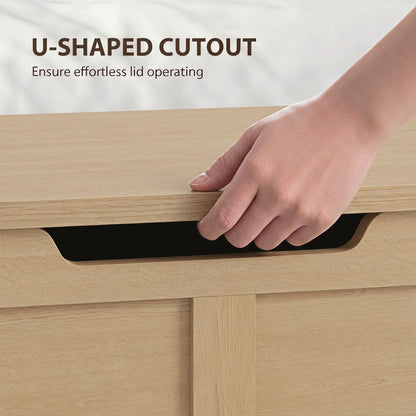 127L Home Storage Box, with Safety Hinges - Nature Wood Finish