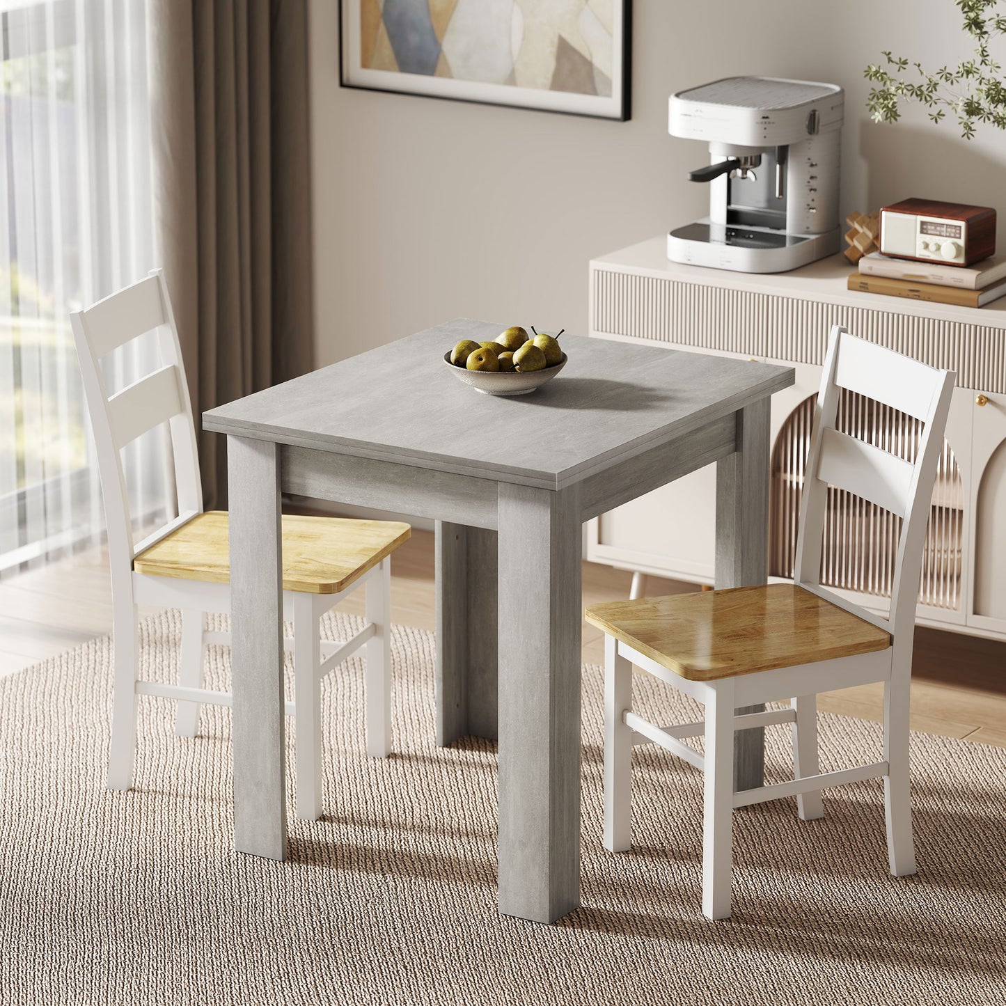 Folding Dining Table for 4-6, Rectangular Extendable Drop Leaf Table for Small Spaces, 140 x 80 x 77.5 cm, Grey