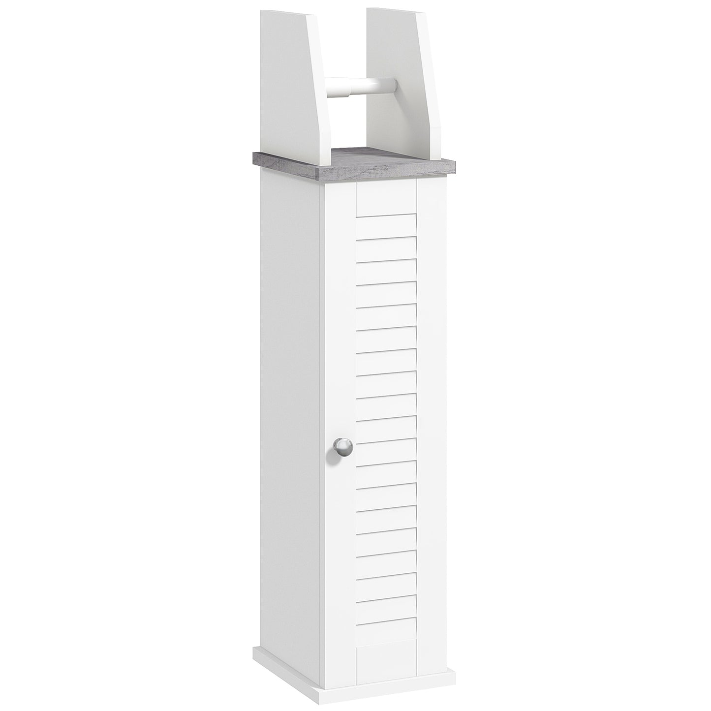 Toilet Roll Holder Cabinet, Slim Freestanding Bathroom Cabinet with Adjustable Shelf, Toilet Roll Storage Unit, White