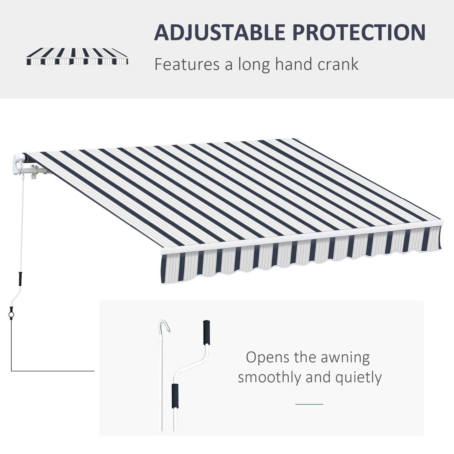 Manual Retractable Awning, 4x3 m-Blue/White