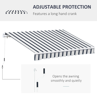 Manual Retractable Awning, 4x3 m-Blue/White