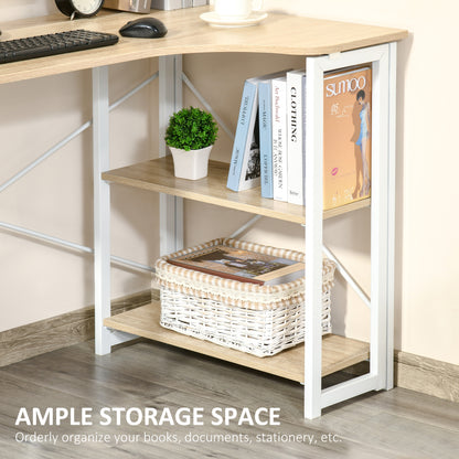 Folding Desk, L Shaped Desk, Corner Computer Desk with 2-Tier Storage Shelf for Home Office, Study Room, Workstation