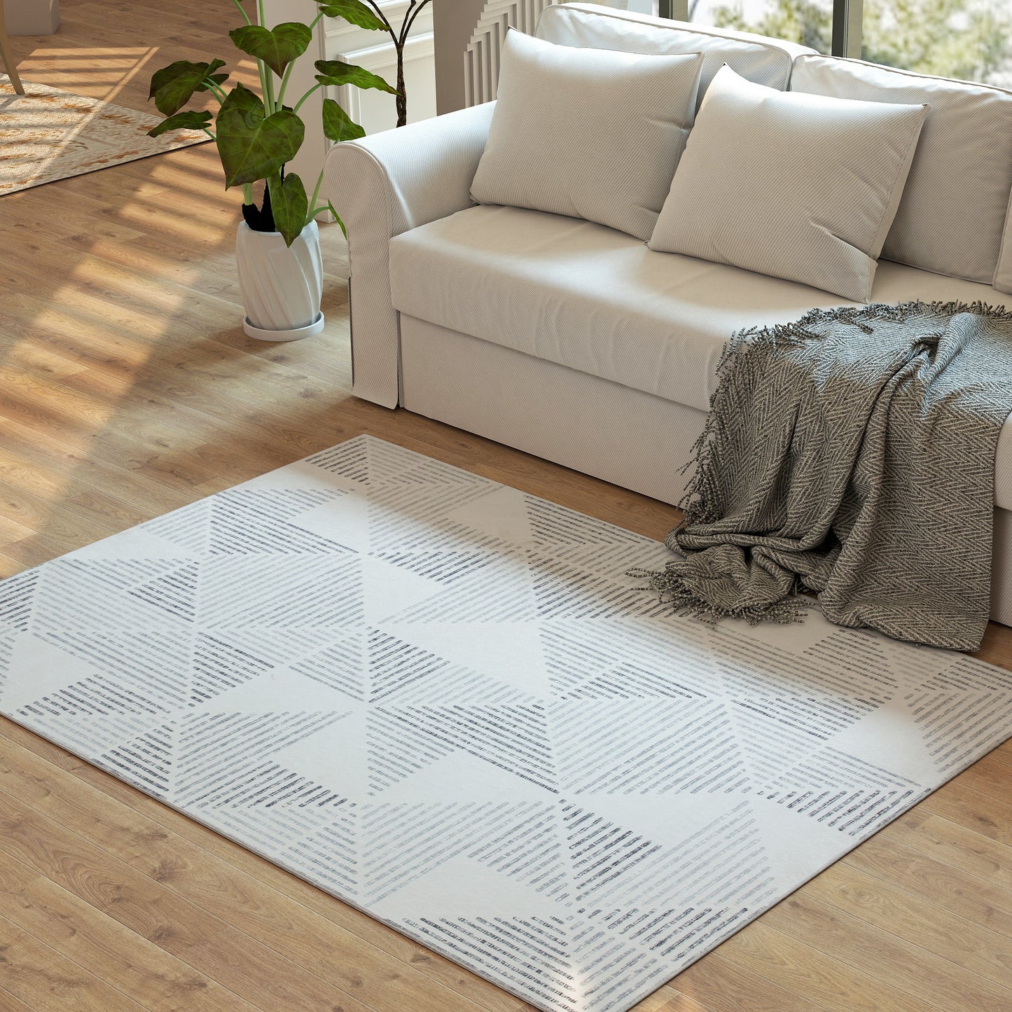 Modern Area Rug, Geometric Pattern Non-Slip Washable Rug, Soft Floor Carpet for Living Room, Bedroom, Dining Room