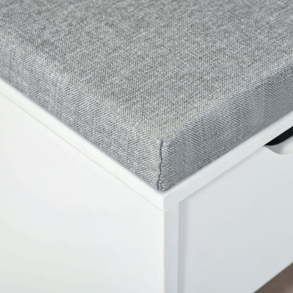 Shoe Storage Bench with Cushion - White