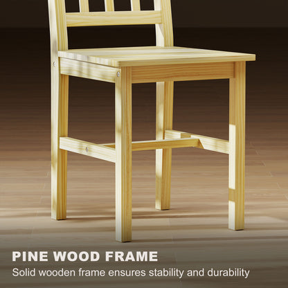 Dining Chairs Set of 2, Kitchen Chair with Slat Back, Pine Wood Structure for Living Room and Dining Room, Natural