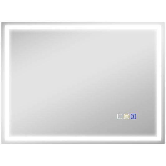 60 x 80 cm Anti-Fog LED Bathroom Mirror, with Bluetooth - Silver Tone