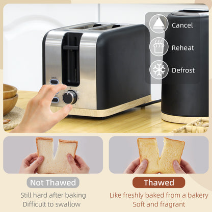 Stainless Steel Kettle and Toaster Set, 1.7L 3000W Fast Boil Kettle & 2 Slice Toaster Kitchen Set