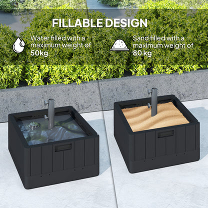 Garden Parasol Base Outdoor Umbrella Stand with Wheels Handles, Garden Umbrella Base, Filled Up to 80kg