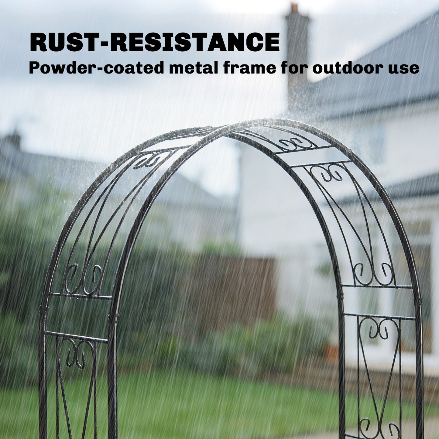 Garden Arch, Arbour Trellis for Climbing Plants, Rose Arch for Wedding Garden Decoration, 155 x 40 x 246 cm, Black