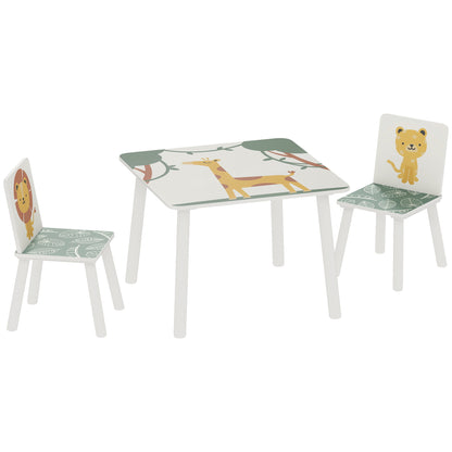 3-Piece Toddler Table and Chair Set, Kids Table with 2 Chairs Set for Bedroom, Nursery, Playroom, Green